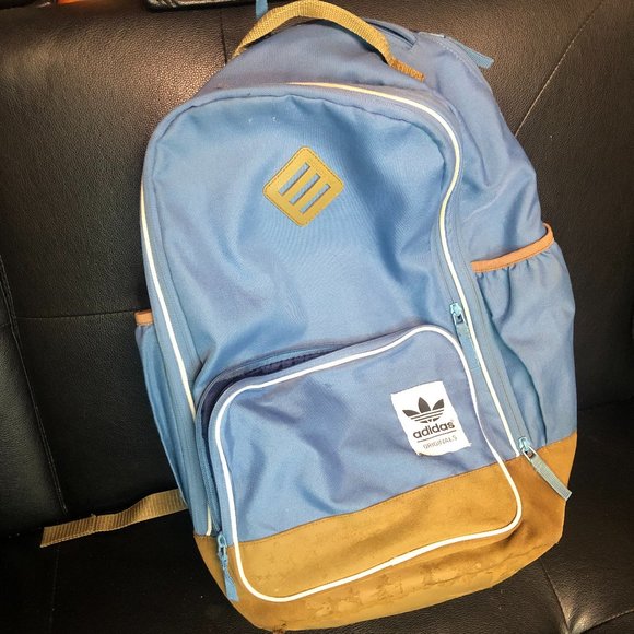 Adidas Original Backpack Blue Grey Bookbag Fits 15" Laptop school